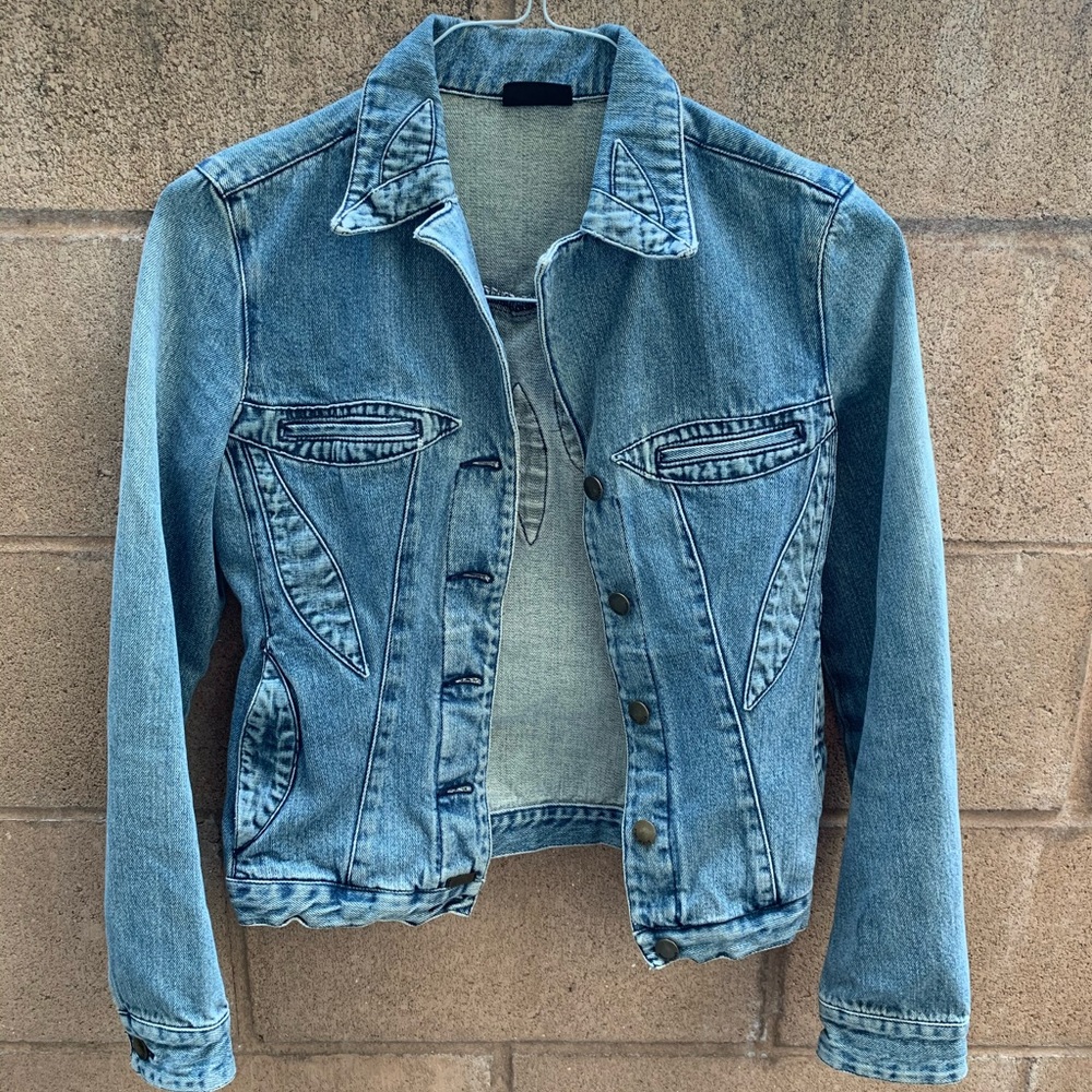 MNG Jeans Patchwork Jacket Size Small - Picture 9 of 16